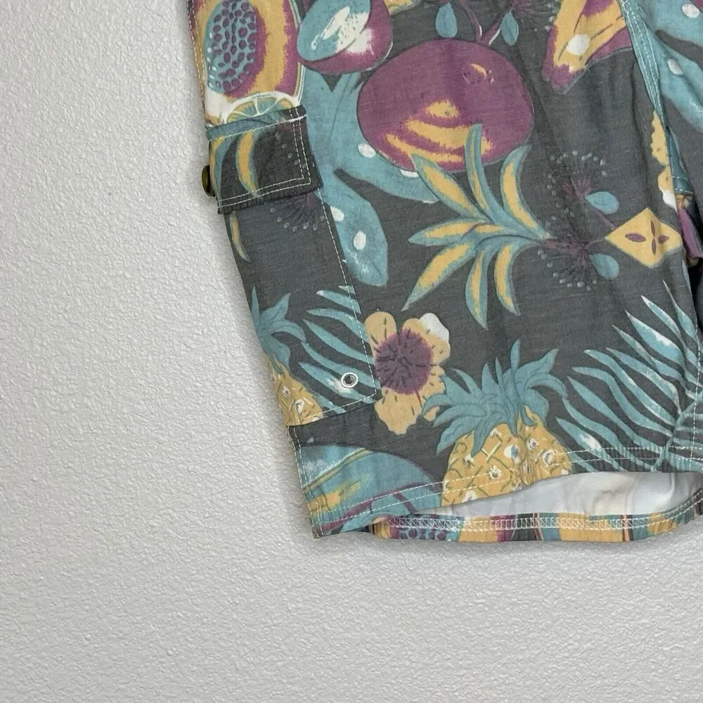 Reef Mens Swim Board Shorts Sz 32 Gray Muted Hawaiian Pineapple Print‎ 7